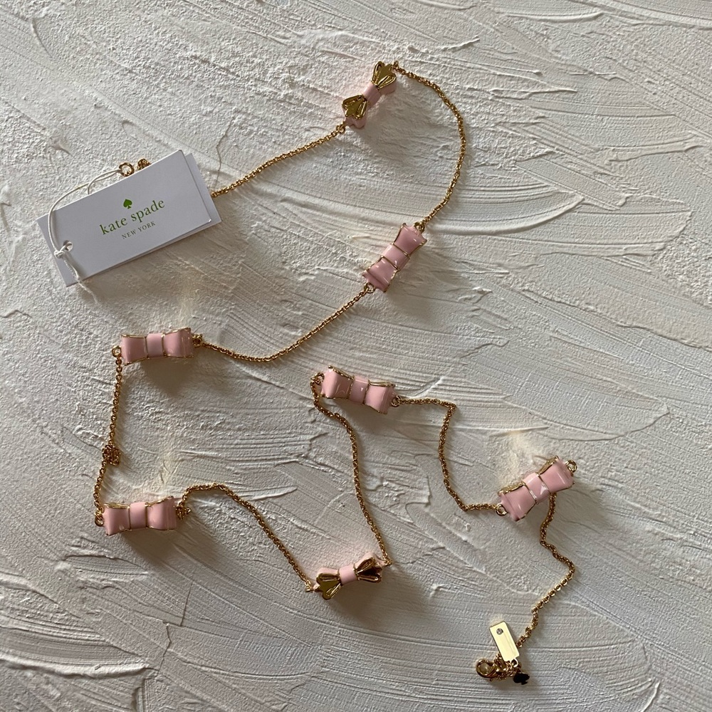 NWT Kate Spade pink bow necklace